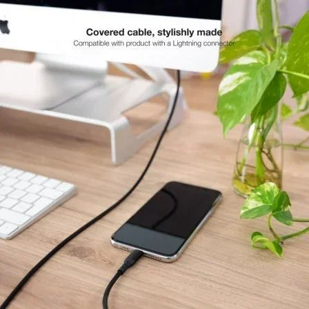 Nanocable Cable Lightning a USB 2.0 Negro Mallado, 1 m Nanocable Cable Lightning a USB 2.0 Negro Mallado, 1 m
